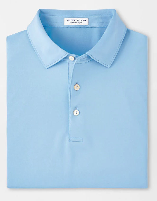 PETER MILLAR Solid Performance Jersey Polo Shirt - Men's Classic Fit - Cottage Blue
