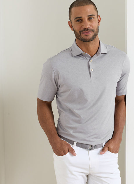 PETER MILLAR Solid Performance Jersey Polo Shirt - Men's Classic Fit - Gale Grey