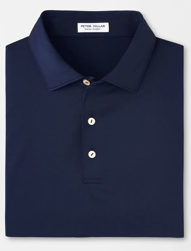 PETER MILLAR Solid Performance Jersey Polo Shirt - Men's Classic Fit - Navy