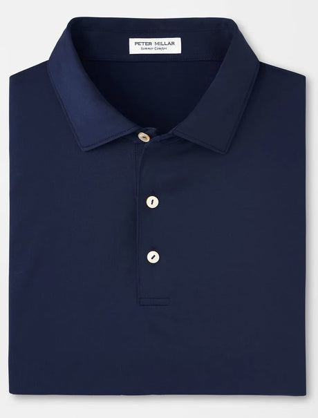PETER MILLAR Solid Performance Jersey Polo Shirt - Men's Classic Fit - Navy