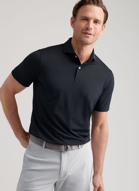 PETER MILLAR Soul Performance Mesh Polo Shirt - Men's Tailored Fit - Black
