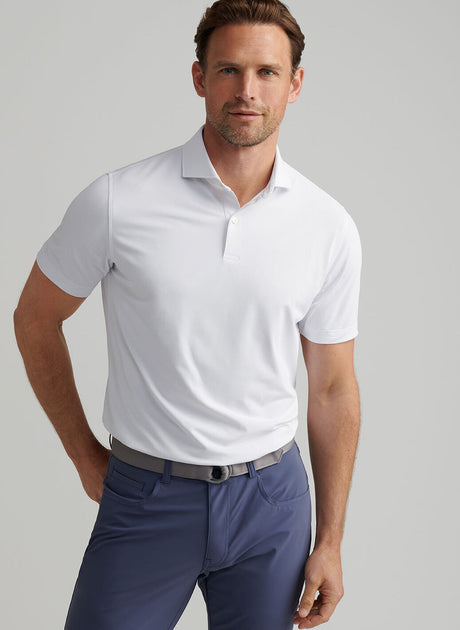 PETER MILLAR Soul Performance Mesh Polo Shirt - Men's Tailored Fit - White
