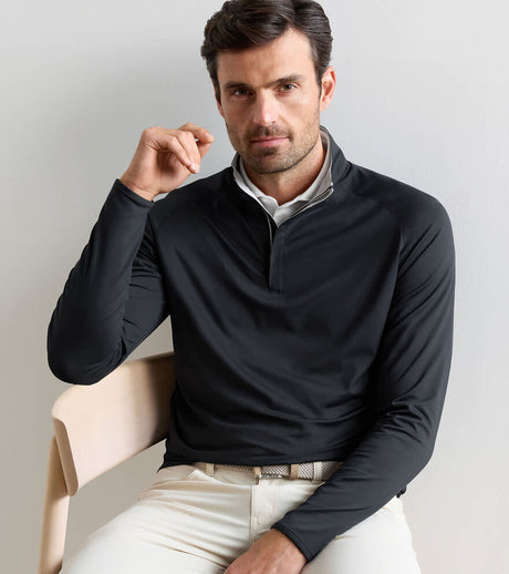 PETER MILLAR Stealth Performance Quarter Zip Sweater - Mens - Black