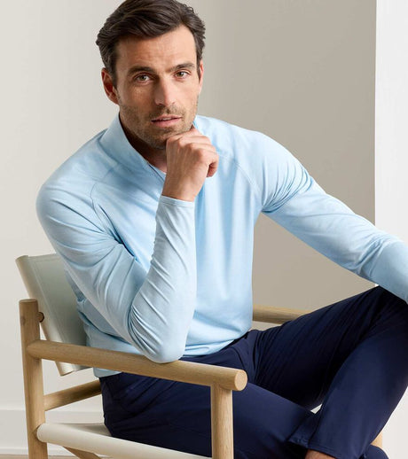 PETER MILLAR Stealth Performance Quarter Zip Sweater - Mens - Blue Frost