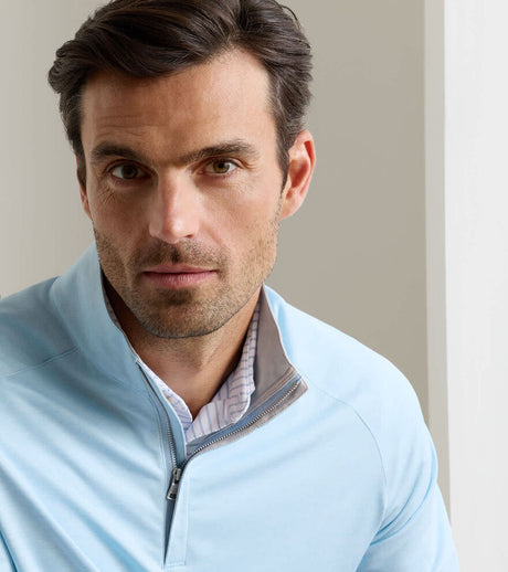 PETER MILLAR Stealth Performance Quarter Zip Sweater - Mens - Blue Frost