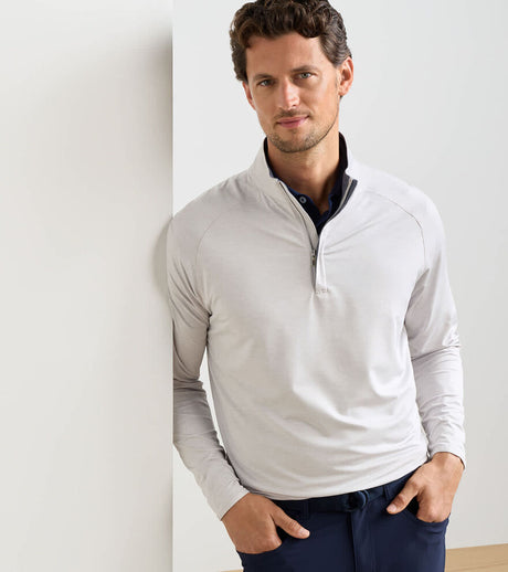 PETER MILLAR Stealth Performance Quarter Zip Sweater - Mens - British Grey