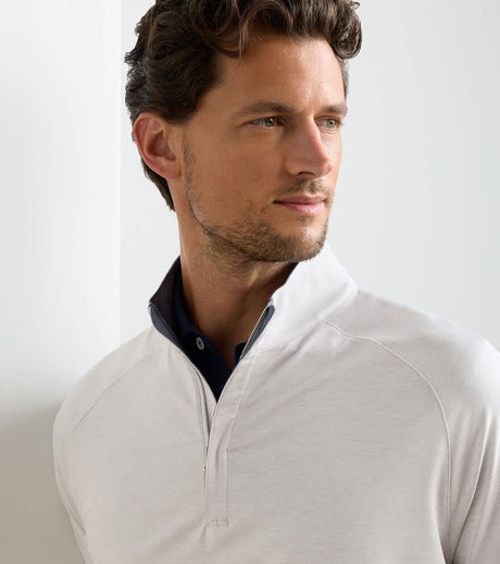 PETER MILLAR Stealth Performance Quarter Zip Sweater - Mens - British Grey