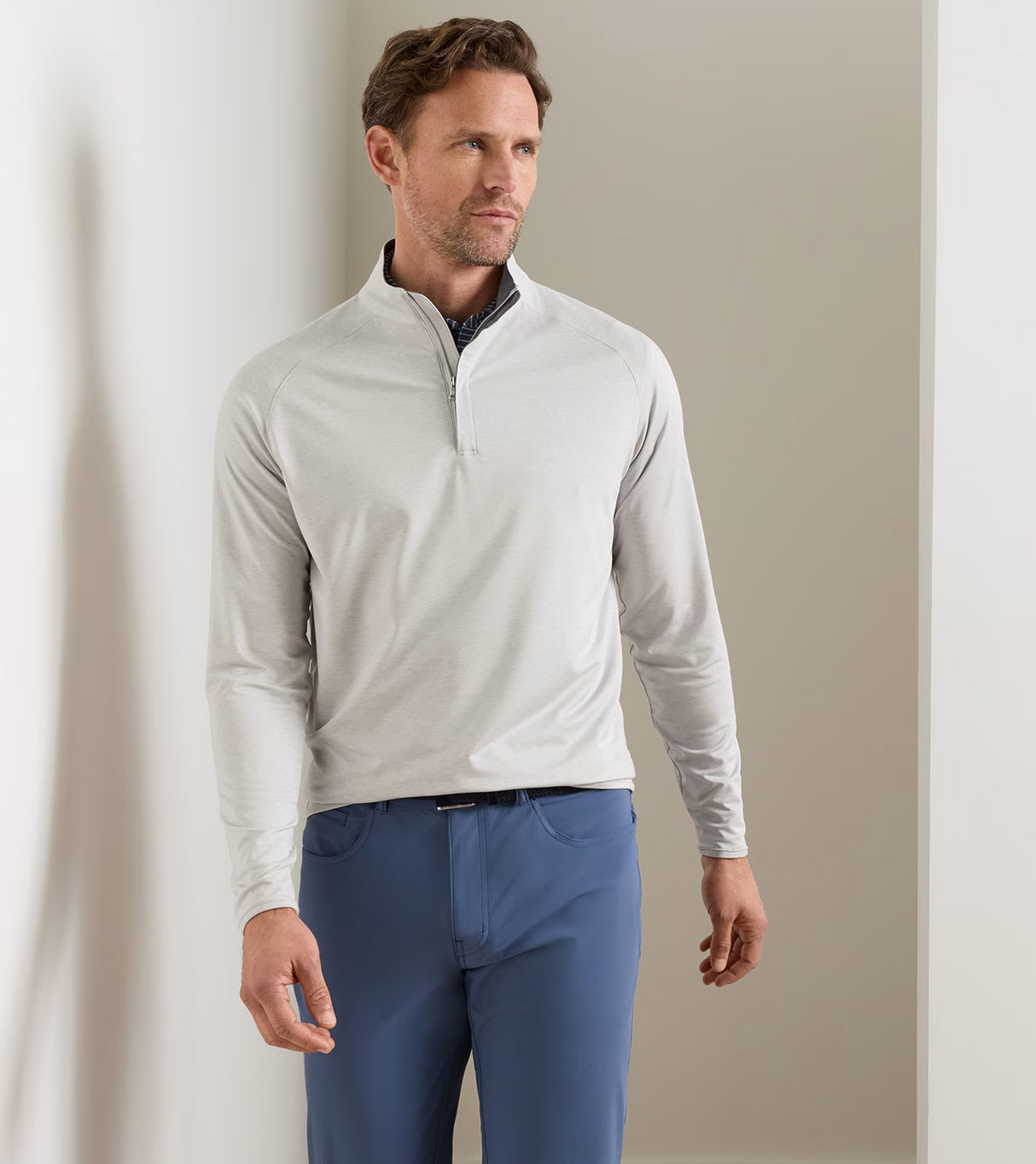 PETER MILLAR Stealth Performance Quarter Zip Sweater - Mens - Steel