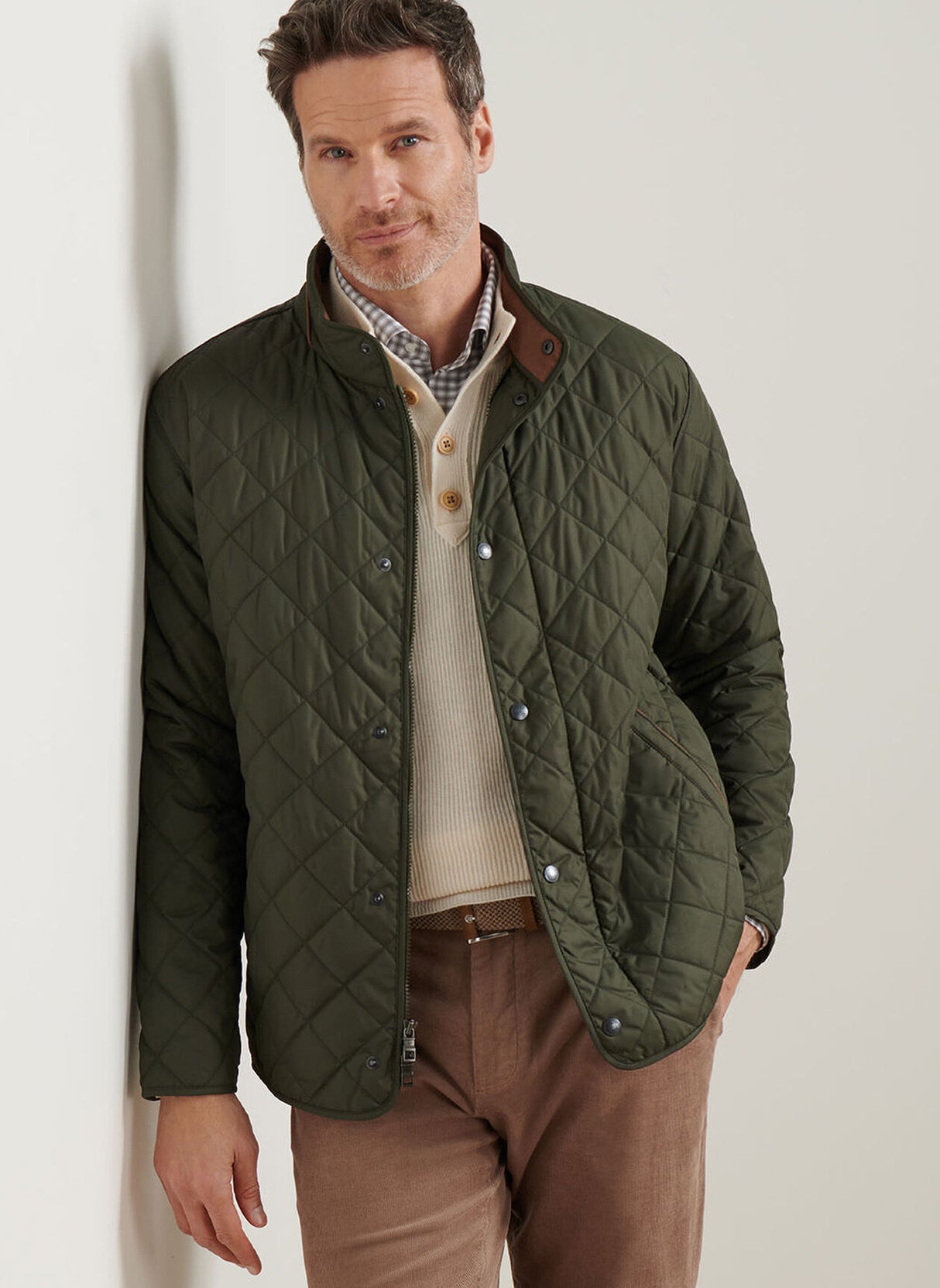 PETER MILLAR Suffolk Quilted Coat - Men's Classic Fit - Dark Olive