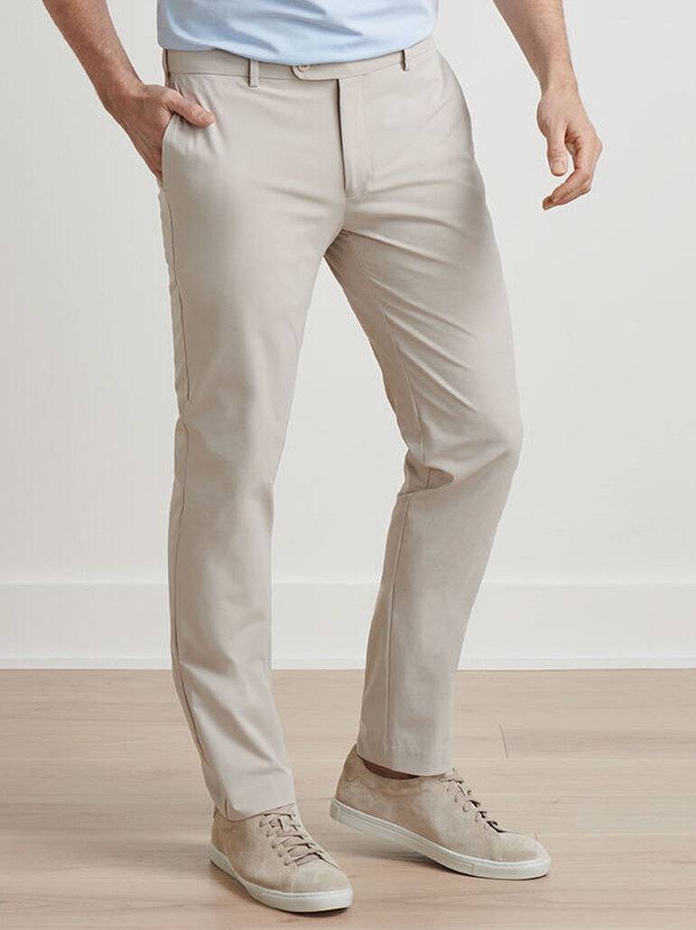 PETER MILLAR Surge Performance Trousers – Men’s Technical Four-Way Stretch – Oatmeal