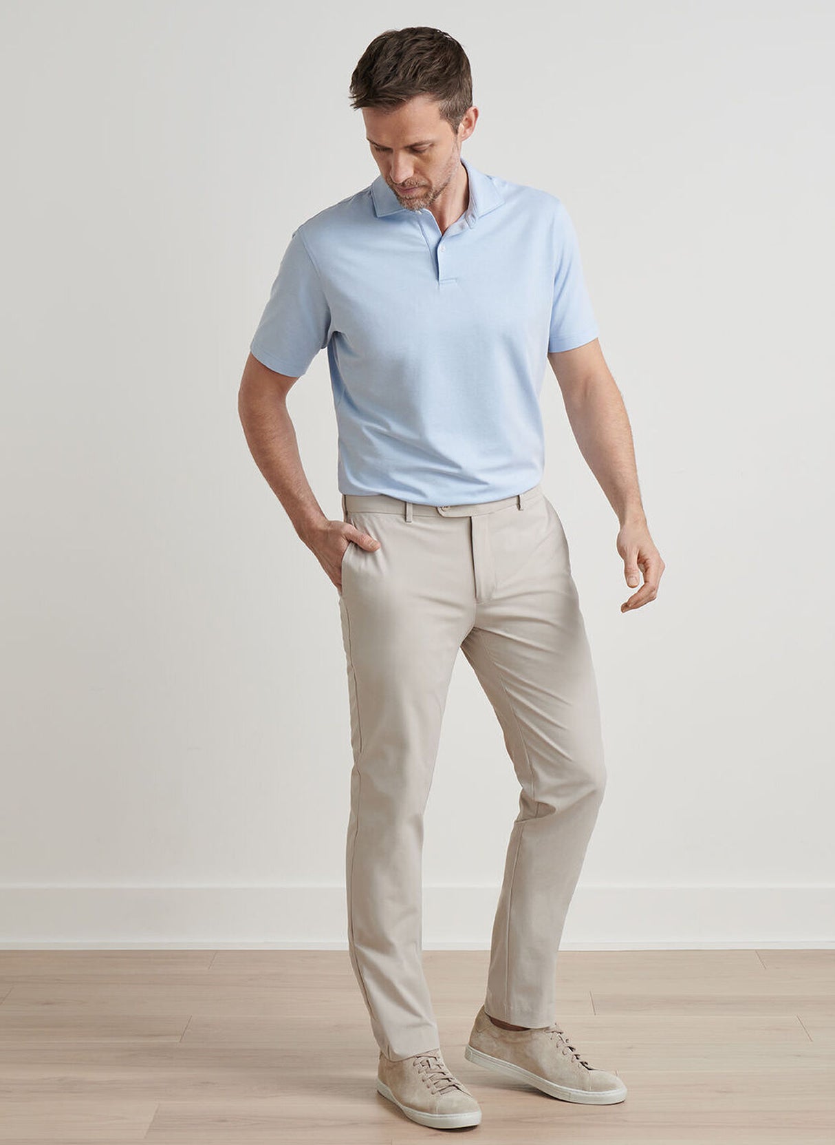 PETER MILLAR Surge Performance Trousers – Men’s Technical Four-Way Stretch – Oatmeal