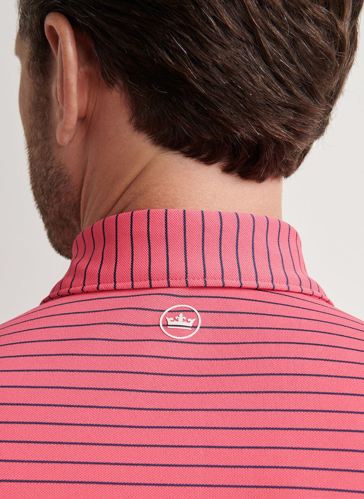 PETER MILLAR Winston Stripe Performance Mesh Polo Shirt – Men’s Classic Fit – Tango Pink