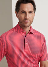 PETER MILLAR Winston Stripe Performance Mesh Polo Shirt – Men’s Classic Fit – Tango Pink