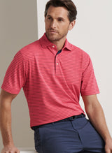 PETER MILLAR Winston Stripe Performance Mesh Polo Shirt – Men’s Classic Fit – Tango Pink