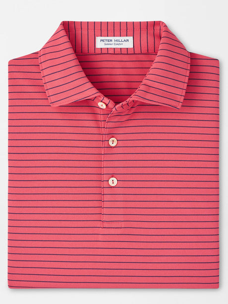PETER MILLAR Winston Stripe Performance Mesh Polo Shirt – Men’s Classic Fit – Tango Pink
