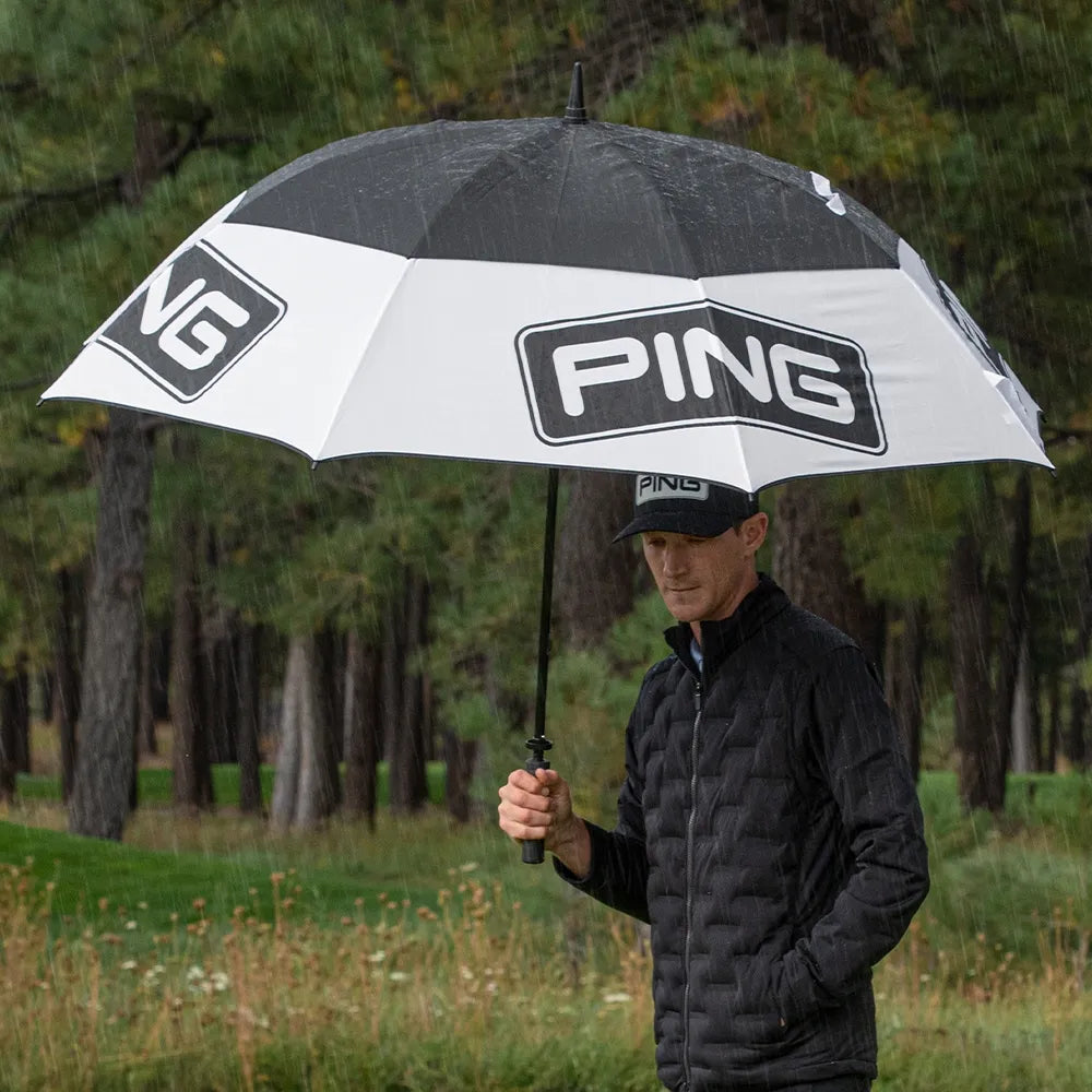 PING Tour Double Canopy Golf Umbrella 68" - White / Black