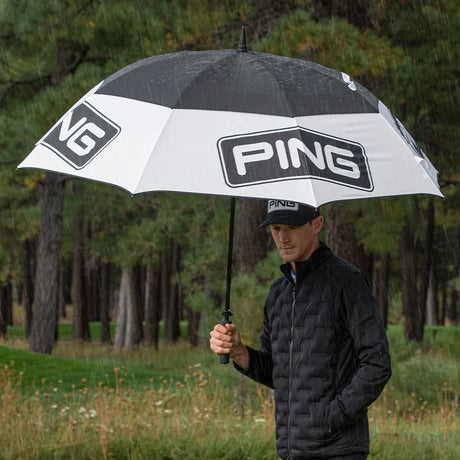 PING Tour Double Canopy Golf Umbrella 68" - White / Black
