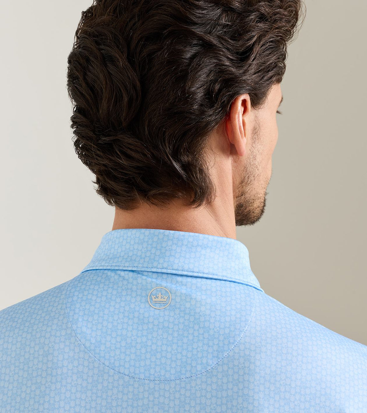 Peter Millar 25th Anniversary Performance Jersey Polo in Cottage Blue - collar detail