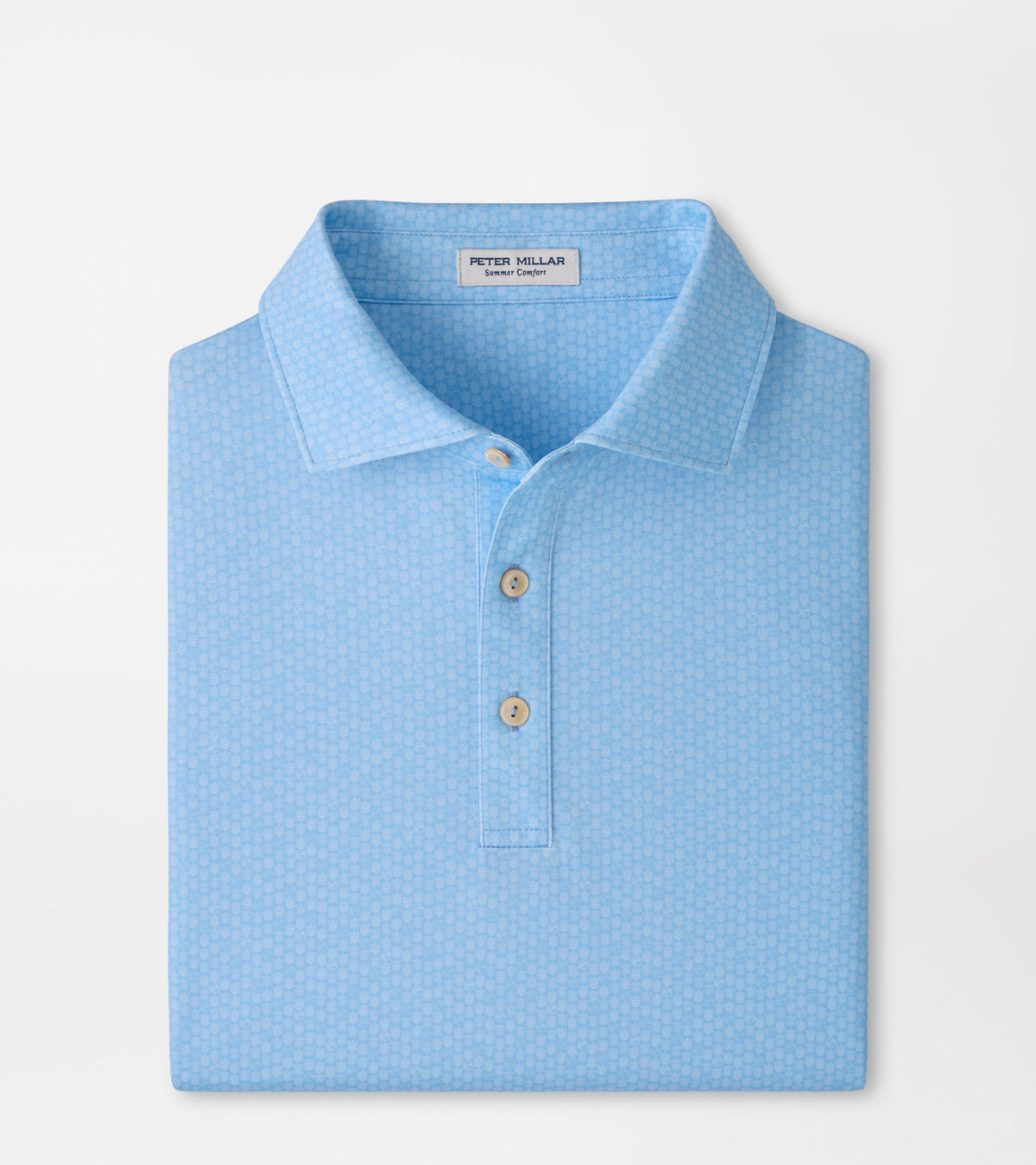 Peter Millar 25th Anniversary Performance Jersey Polo in Cottage Blue - folded front view