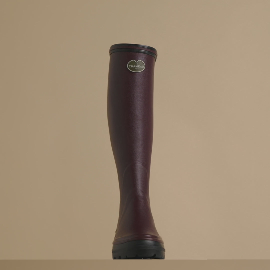 LE CHAMEAU Giverny Wellington Boots - Ladies Jersey Lined - Cherry Red