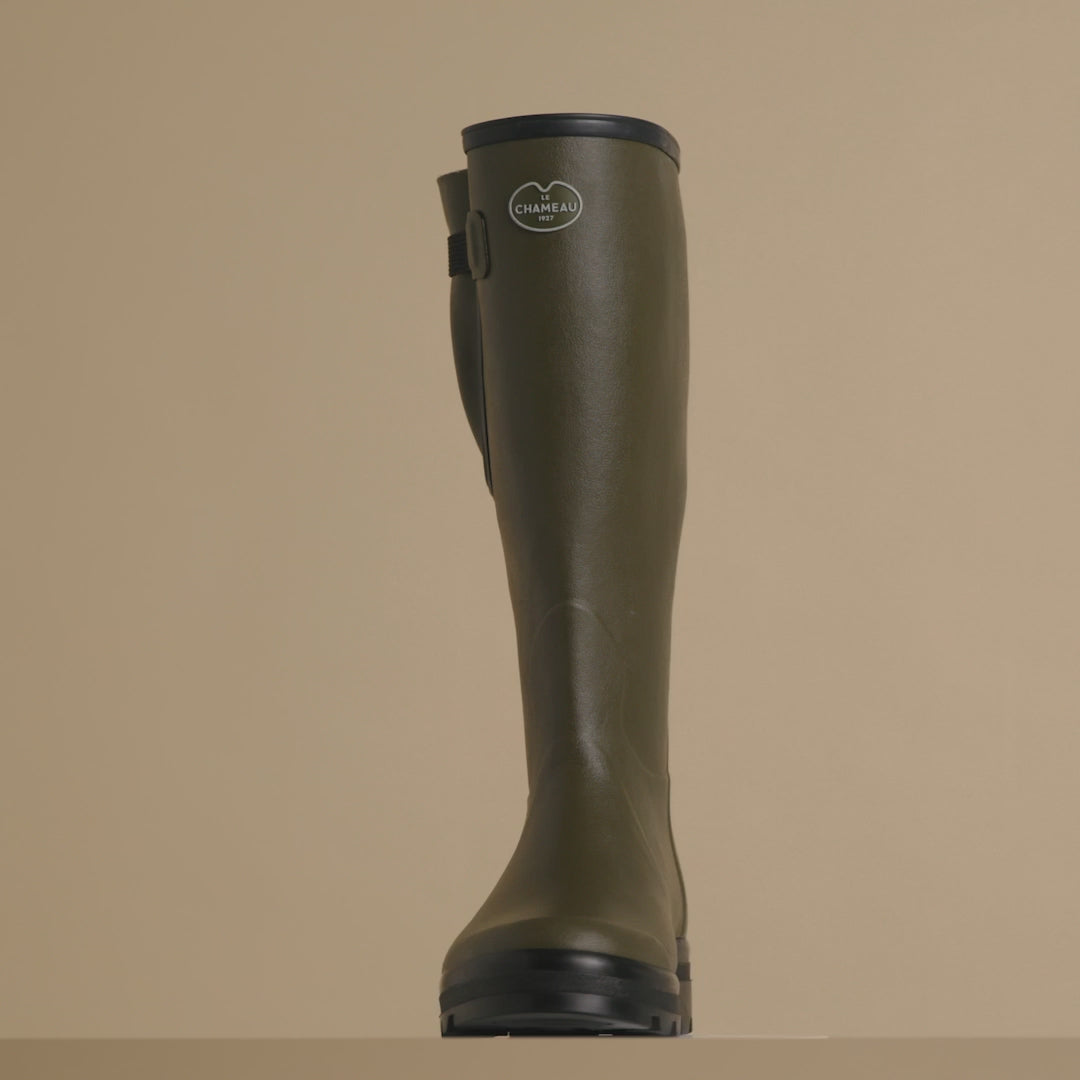 LE CHAMEAU Vierzon Boots - Mens Jersey Lined - Dark Green