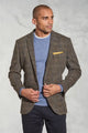 HARRIS TWEED Sumburgh Tailored Fit Jacket - Mens - Green & Blue Herringbone Check