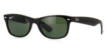 Load image into Gallery viewer, RAY-BAN New Wayfarer Classic Sunglasses - Matte Black - Crystal Green Polarised Lens
