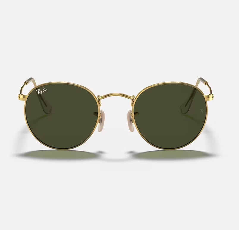 RAY-BAN Round Metal Sunglasses - Gold - Crystal Green Lens