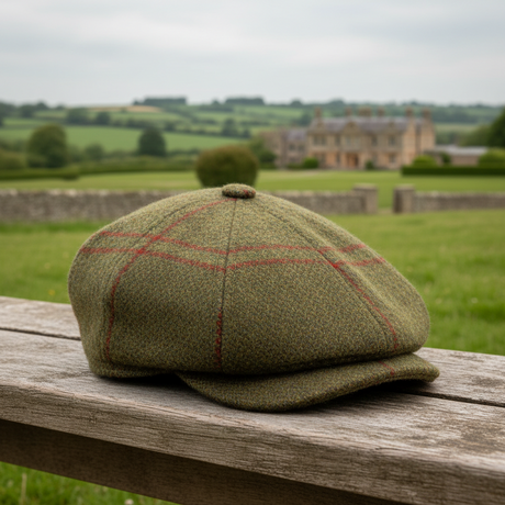 ALAN PAINE Combrook Mens Extended Peak Tweed Flat Cap - Reed