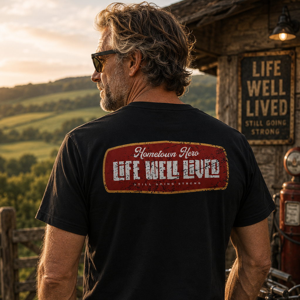 LIFE WELL LIVED Retro Logo T-Shirt - Black