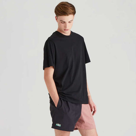 RIDGELINE Hose Down Shorts - Black / Dusky Pink