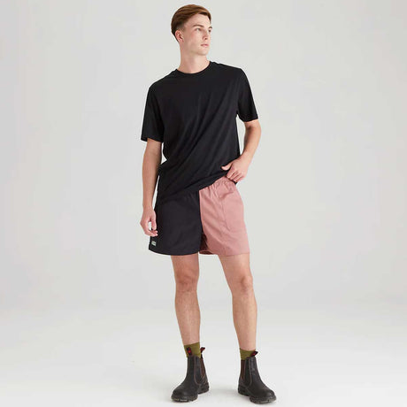 RIDGELINE Hose Down Shorts - Black / Dusky Pink