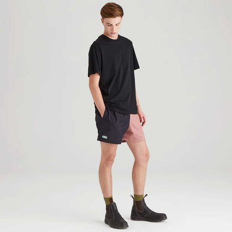 RIDGELINE Hose Down Shorts - Black / Dusky Pink
