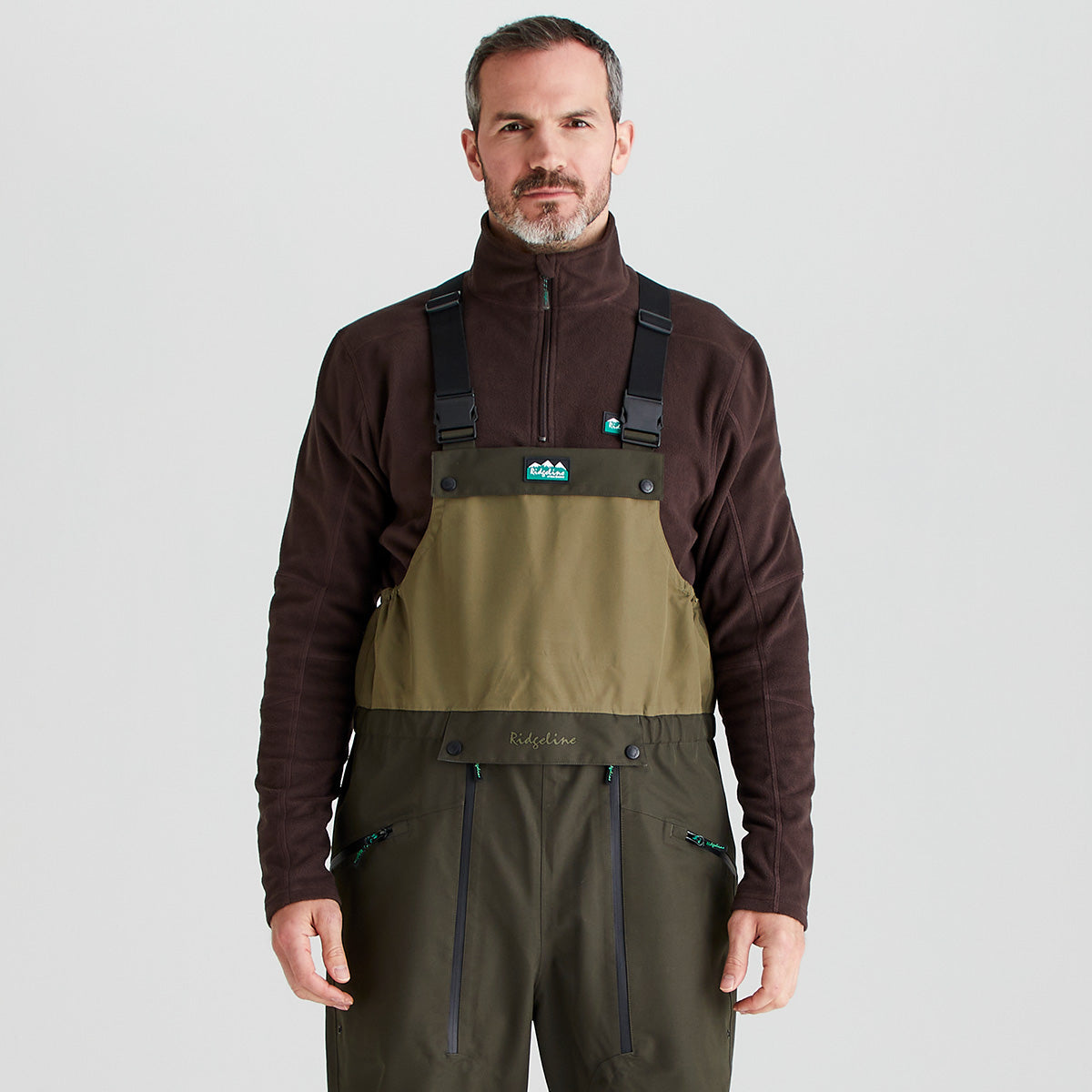 Ridgeline men's Agri Pro Bib & Brace Deep Forest, front torso view