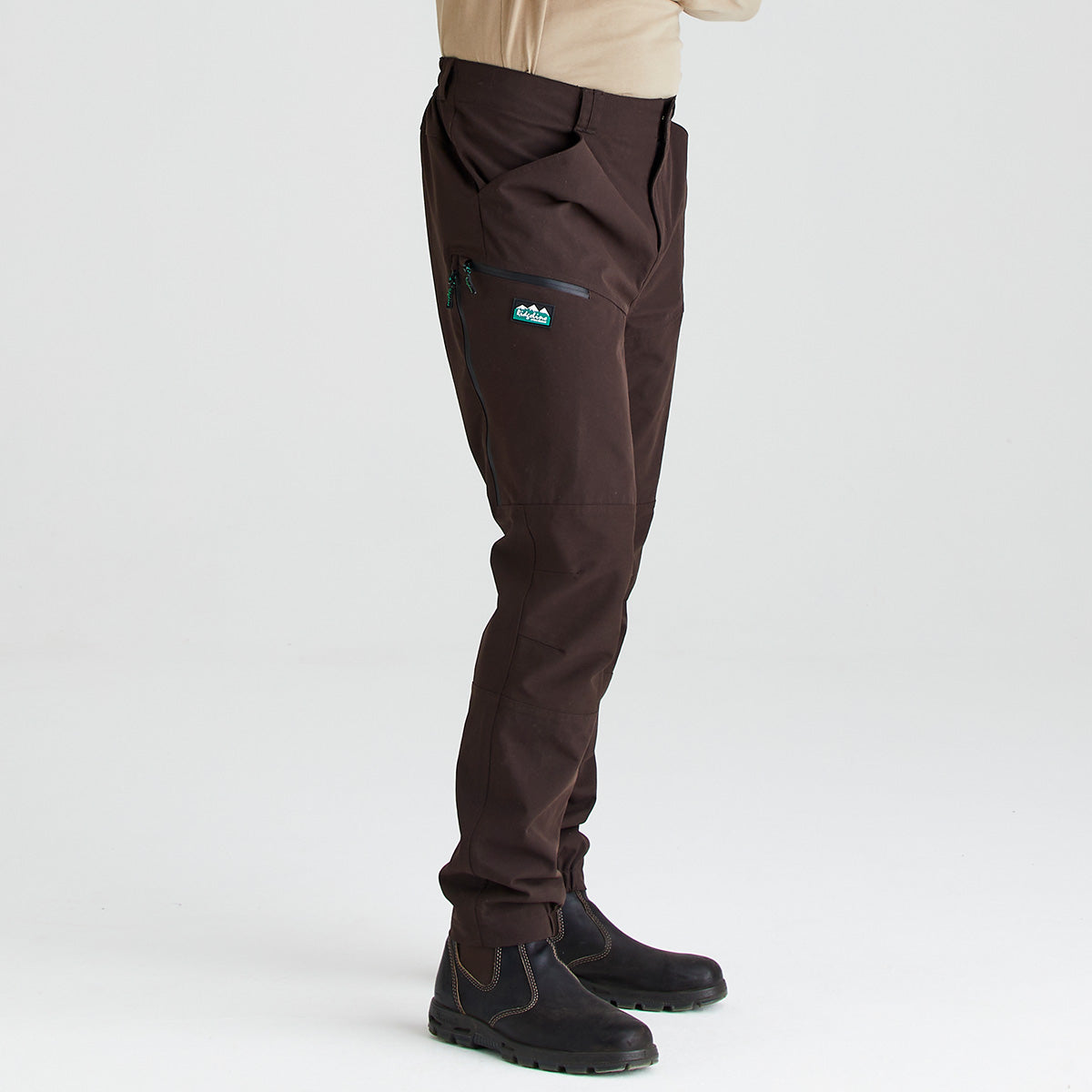 Ridgeline men's Cambrian Trousers Deep Bark, three-quarter view