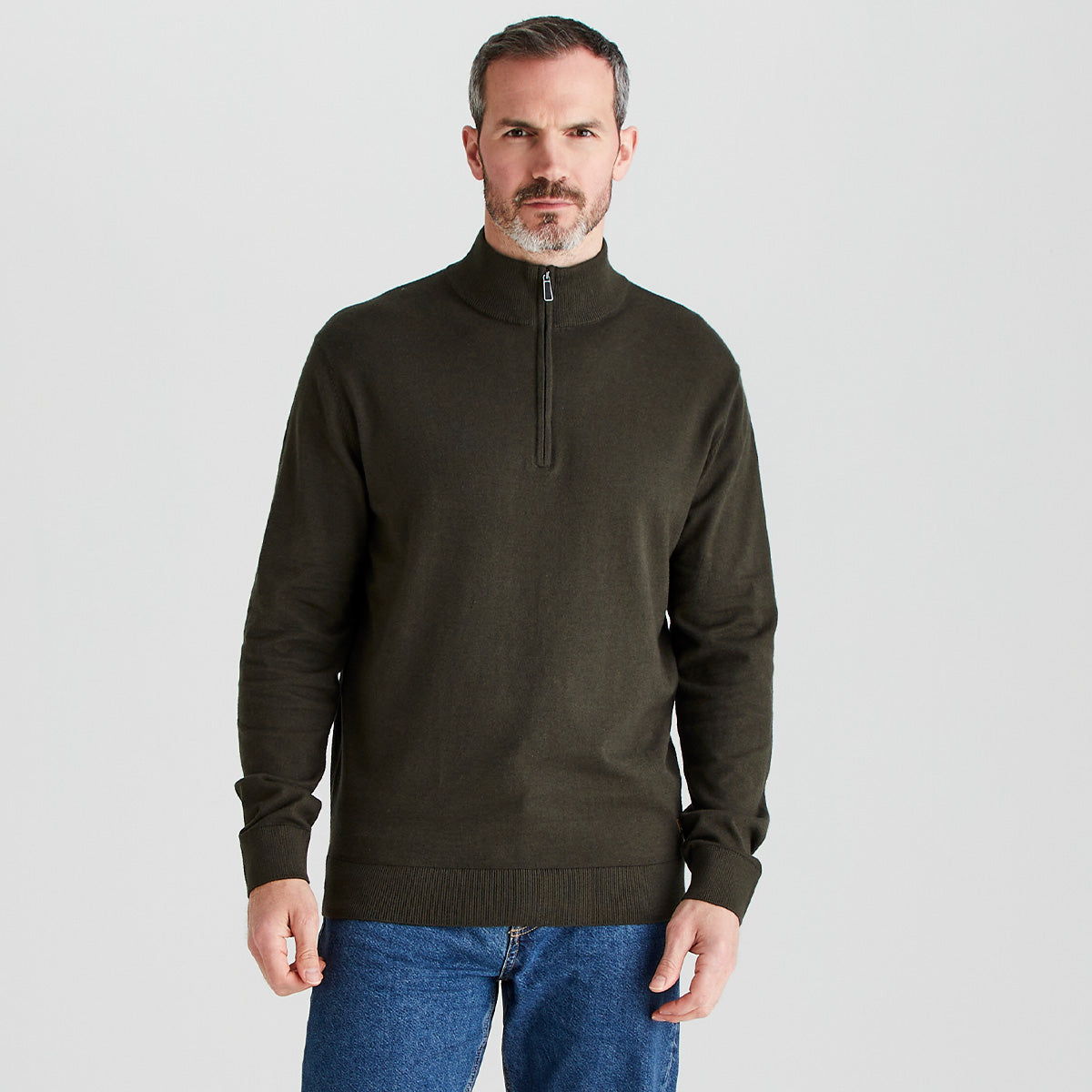 Ridgeline men's Hartland 1/4 Zip Knit Deep Forest, front view