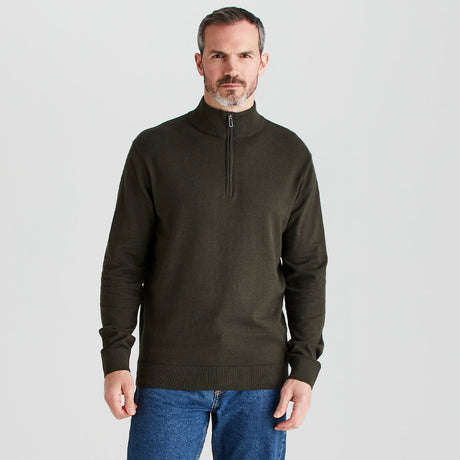 Ridgeline men's Hartland 1/4 Zip Knit Deep Forest, front view