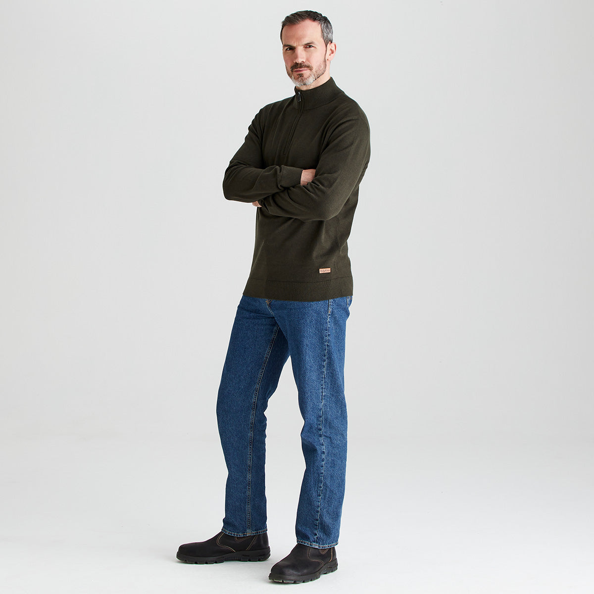Ridgeline men's Hartland 1/4 Zip Knit Deep Forest, side view
