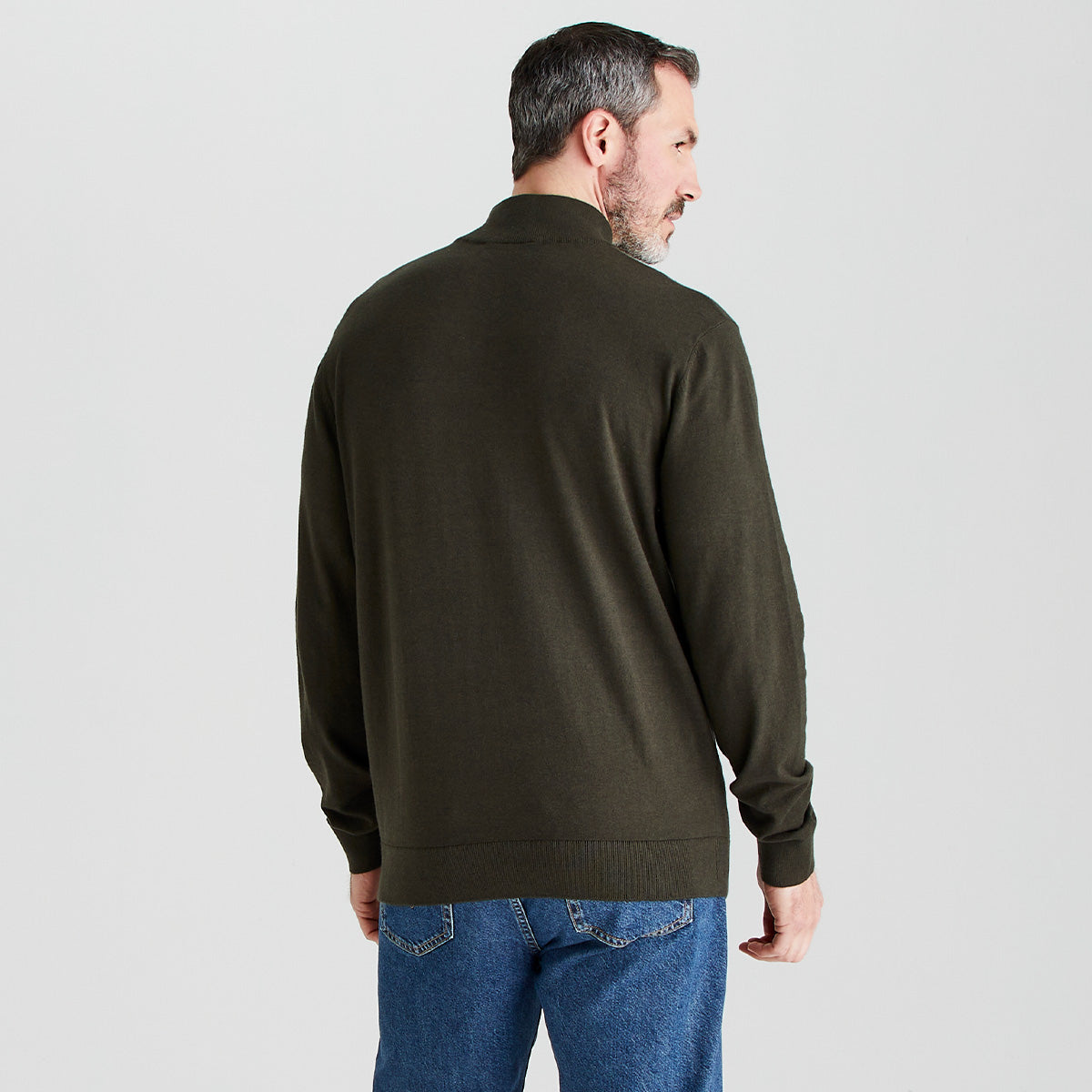 Ridgeline men's Hartland 1/4 Zip Knit Deep Forest, back view