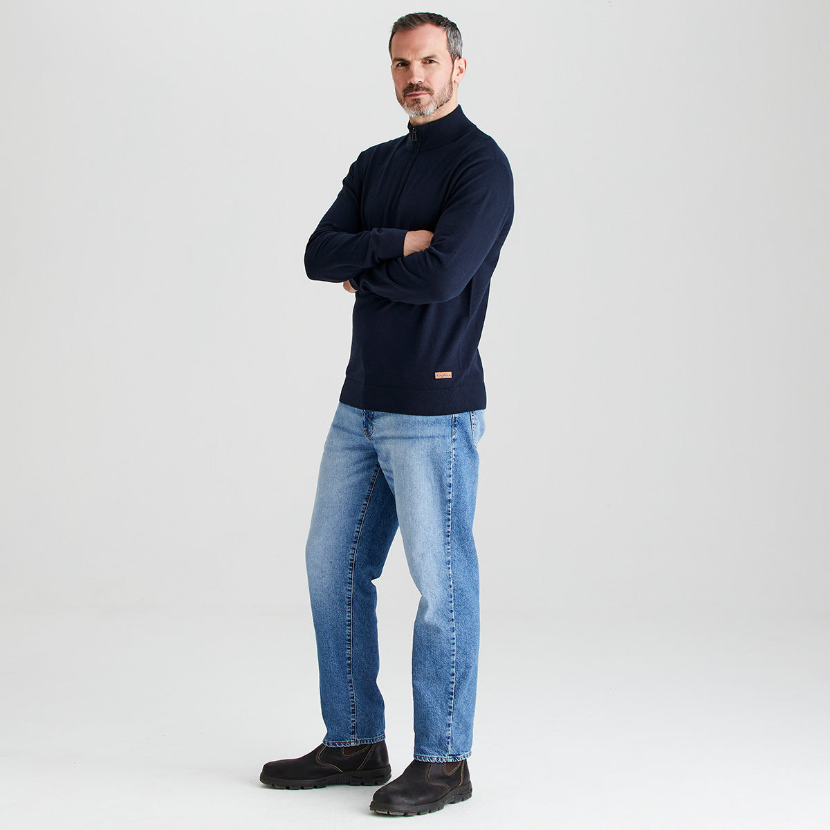 Ridgeline men's Hartland 1/4 Zip Knit Navy, side view