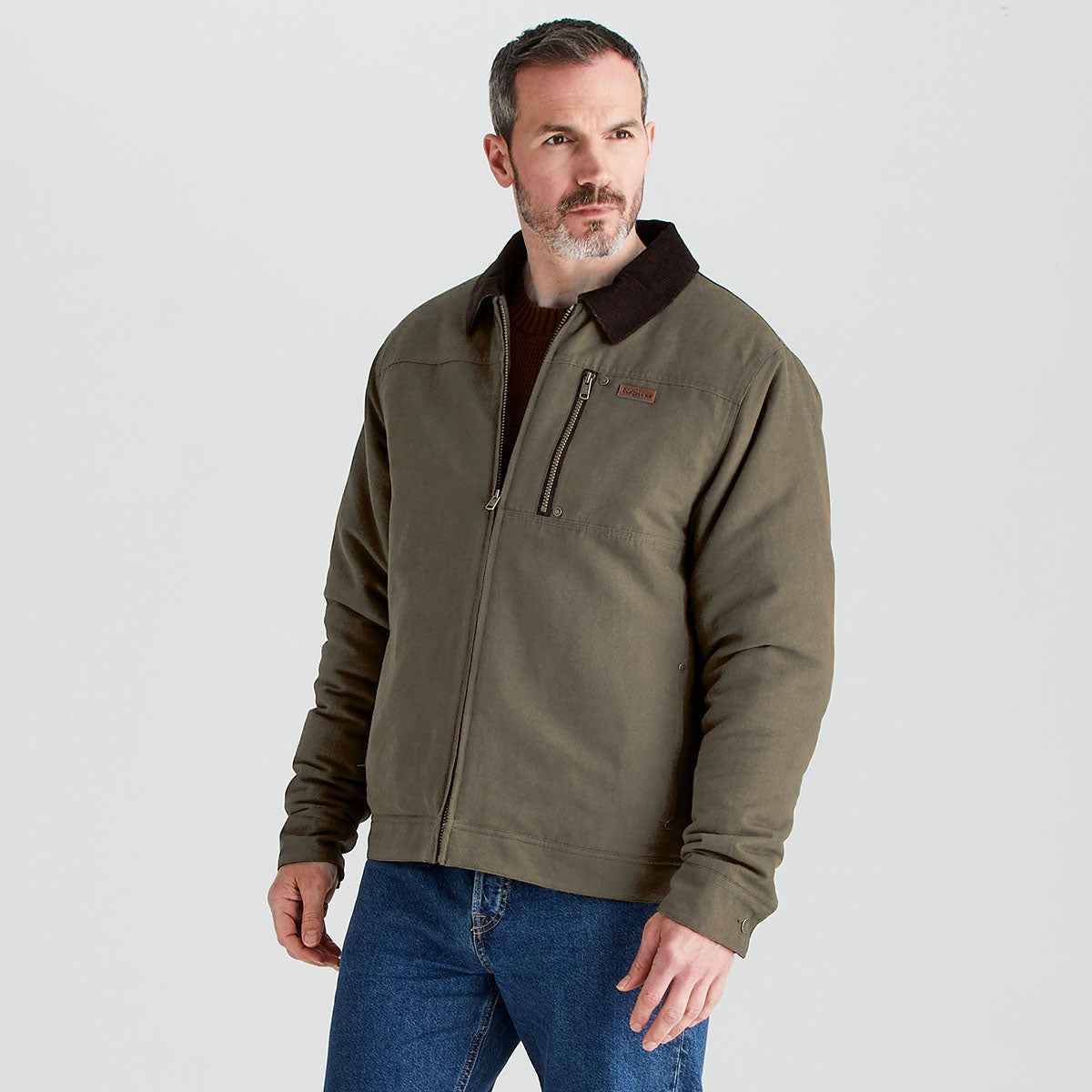 Ridgeline men's Montana Work Coat Moody Teak, three-quarter view