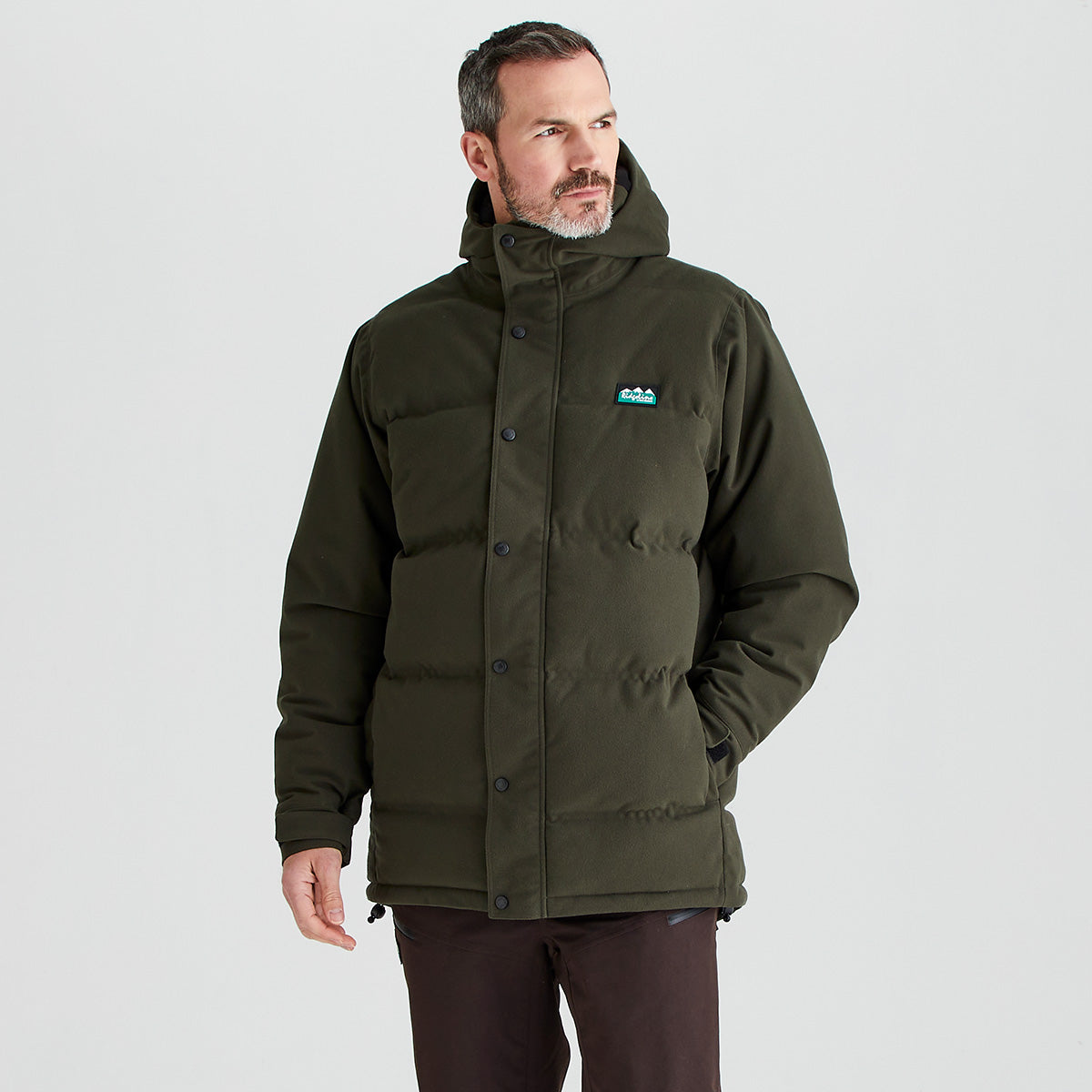 Ridgeline men's Tundra Thermal Jacket Deep Forest, front view