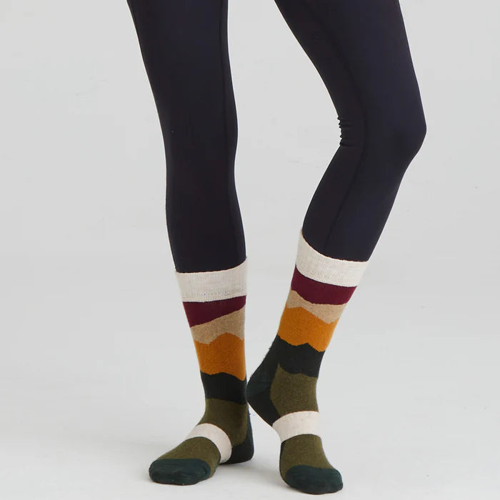 RIDGELINE Merino Wool Socks - Mid Length - Berry Stripes