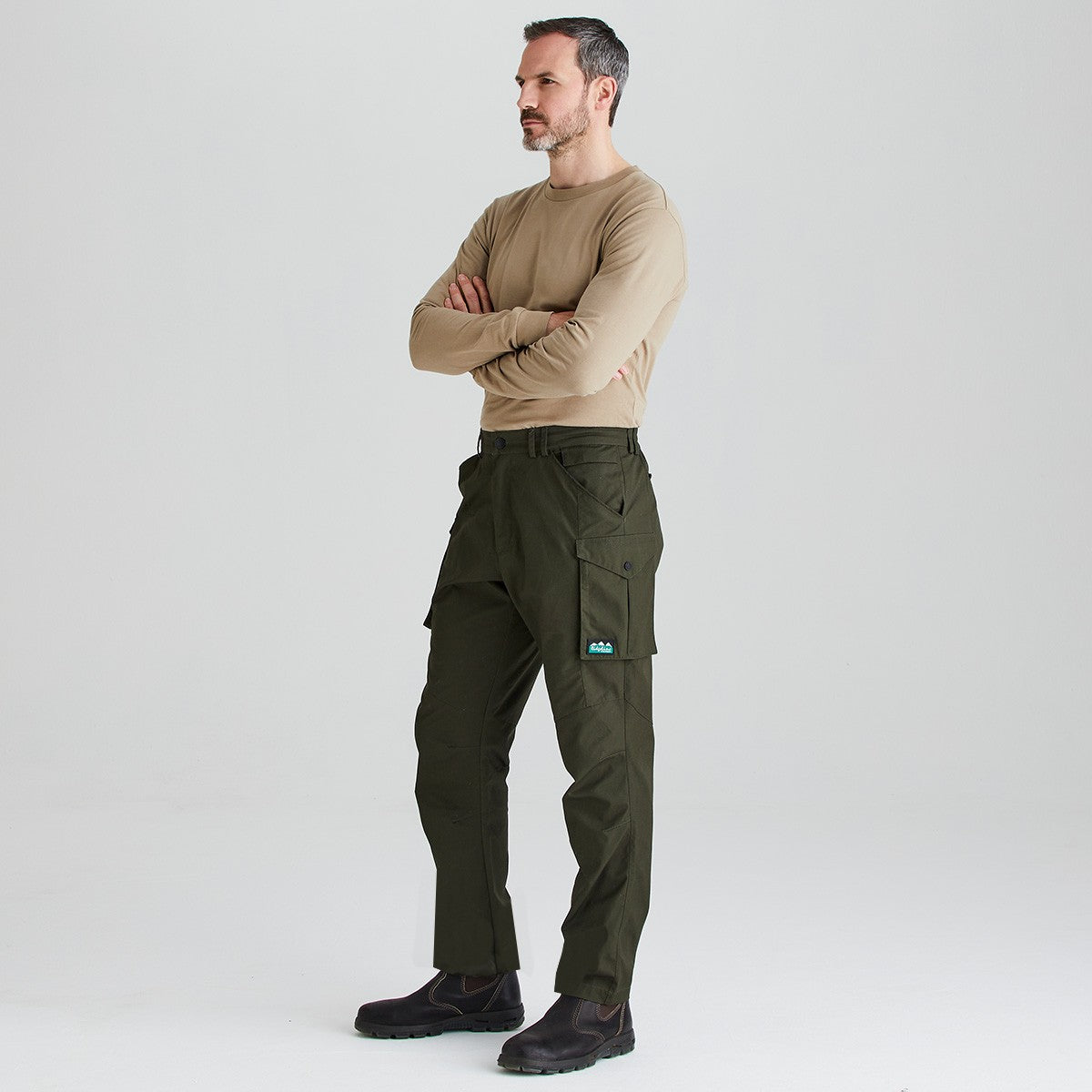 Ridgeline men's Grafter Trouser Deep Forest, side view
