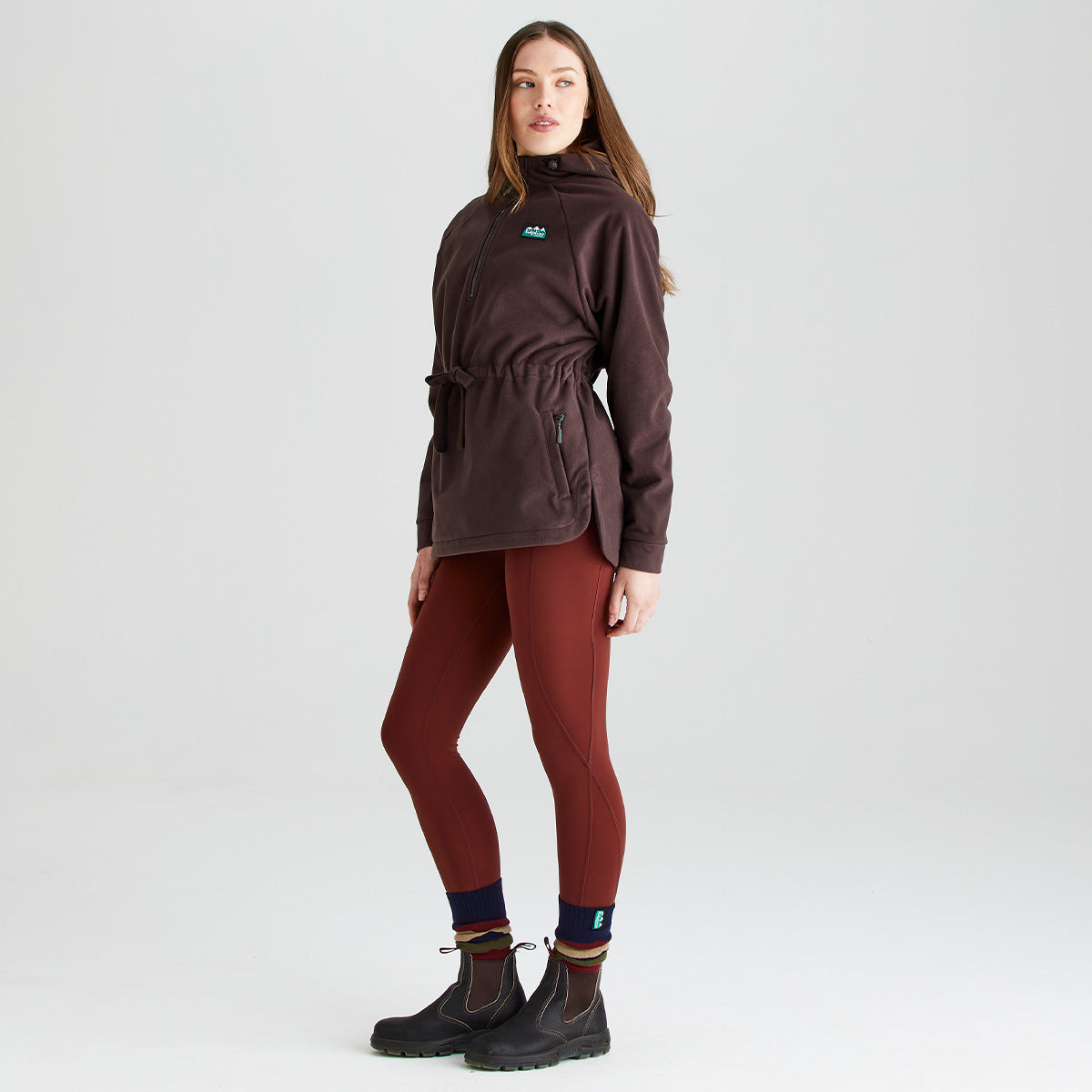 Ridgeline women's Malin Smock Deep Bark, side view