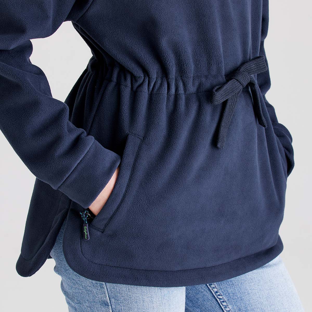 Ridgeline women's Malin Smock Navy, waist tie detail