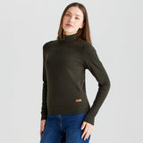Ridgeline women's Melford Knit 1/4 Zip Deep Forest, three-quarter view