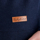 Ridgeline women's Melford Knit 1/4 Zip Navy, logo detail