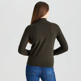 Ridgeline women's Melford quarter zip knit in Deep Forest, back view