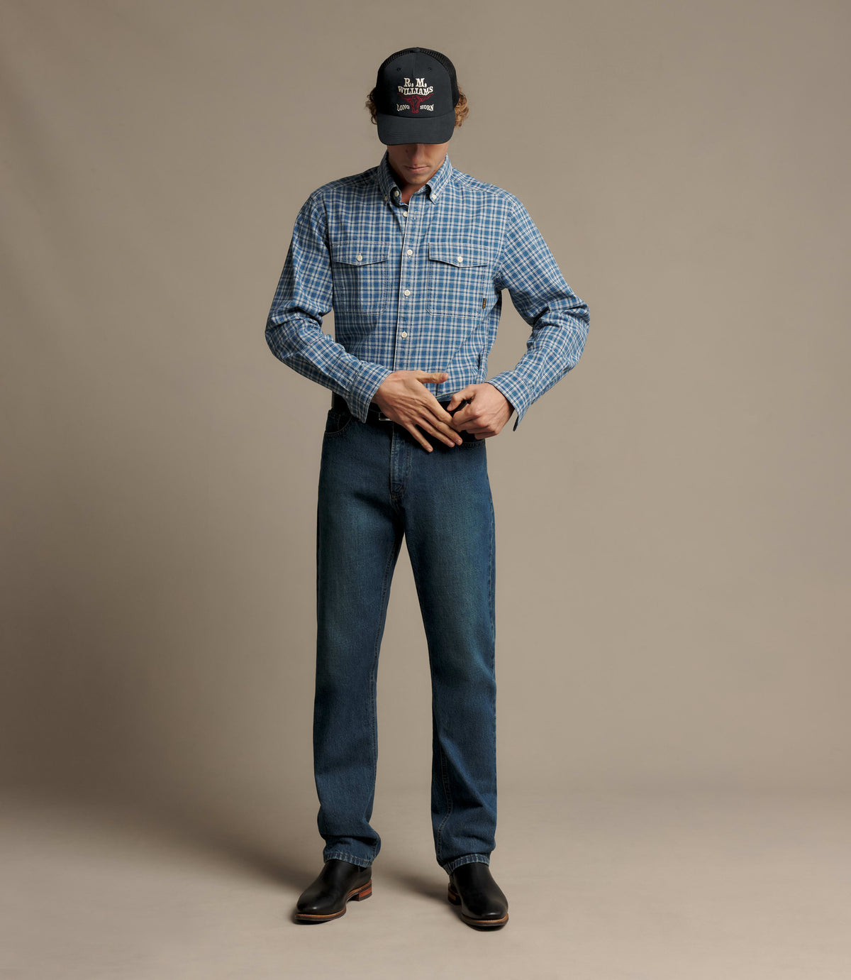 RM Williams R.M.W. Longhorn trucker cap - Black Wash, product view 6